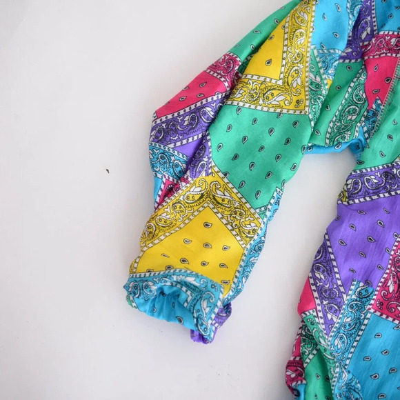 Vintage CA Sport Nylon Rainbow Blocked Zip Up Lightweight Patchwork Jacket S - Picture 9 of 10